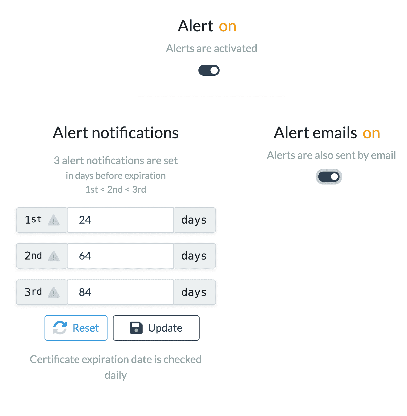 alert settings